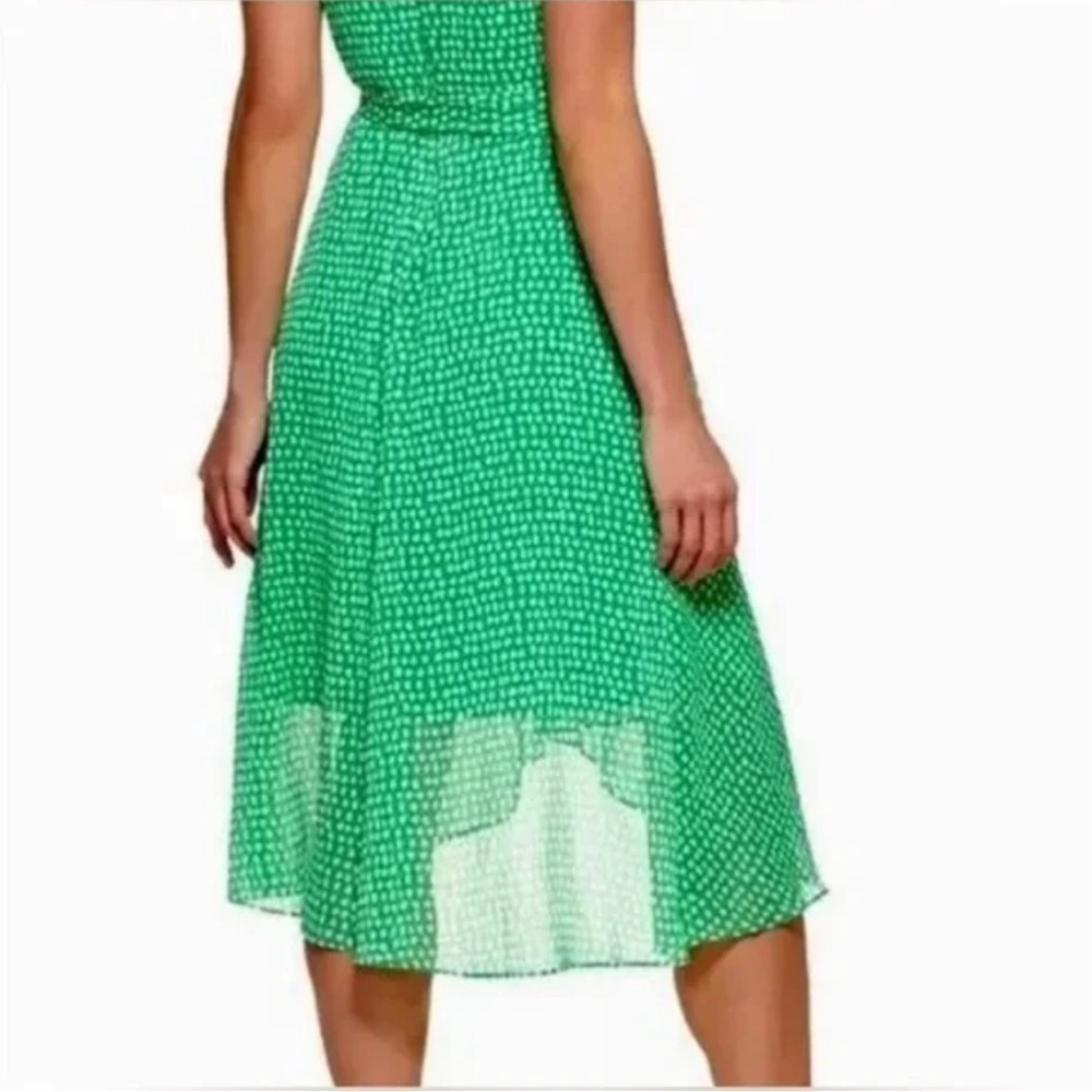 DKNY Floral Green & White Chiffon Tie Dress - Picture 2 of 9